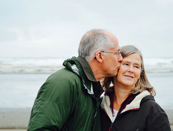 Middle aged couple on beach