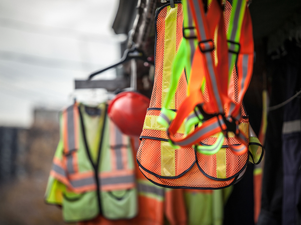 High Vis Vests hanging up