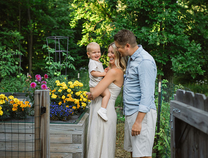 Family in backyard